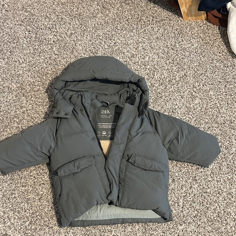 Zara Kids Charcoal Puffer Jacket
